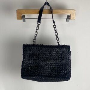 Bottega Veneta Black Intrecciato Leather Small Olimpia Shoulder Bag